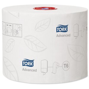 Tork T6 Mid-Size toaletní papír konvenční 2vrstvý recykl bílý 100 m 27 rolí