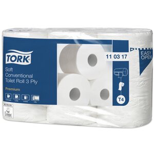 Tork T4 toaletní papír konvenční role celulóza+recykl bílý 3 vrstvý 34,7 m 6 rolí