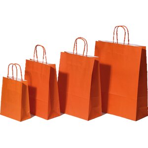 Papírová taška s krouceným uchem oranžová 18 x 8 x 22 cm