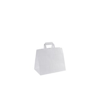 Papírová taška s plochým uchem bílá 32 x 20 x 28 cm