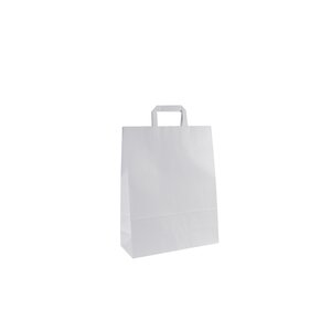 Papírová taška s plochým uchem bílá 32 x 12 x 41 cm