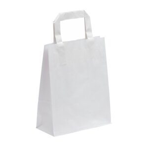Papírová taška s plochým uchem bílá 18 x 9 x 22 cm