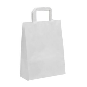 Papírová taška s plochým uchem bílá 22 x 10 x 28 cm