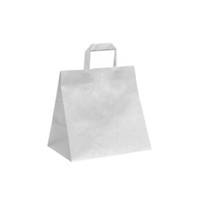 Papírová taška s plochým uchem bílá 26 x 17 x 25 cm