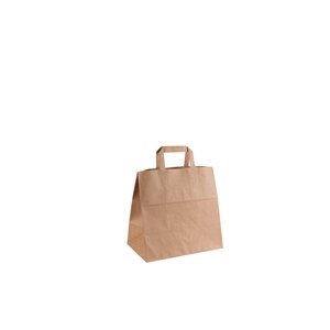 Papírová taška s plochým uchem – hnědá 28 x 17 x 27 cm