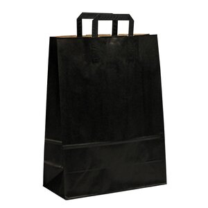 Papírová taška s plochým uchem černá 320 x 140 x 420 mm, 25 ks
